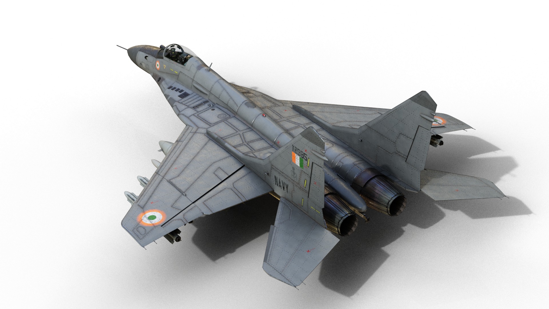Mikoyan-Gurevich MiG-29K Mig29K shipboard aircraft Low-poly 3D model_4