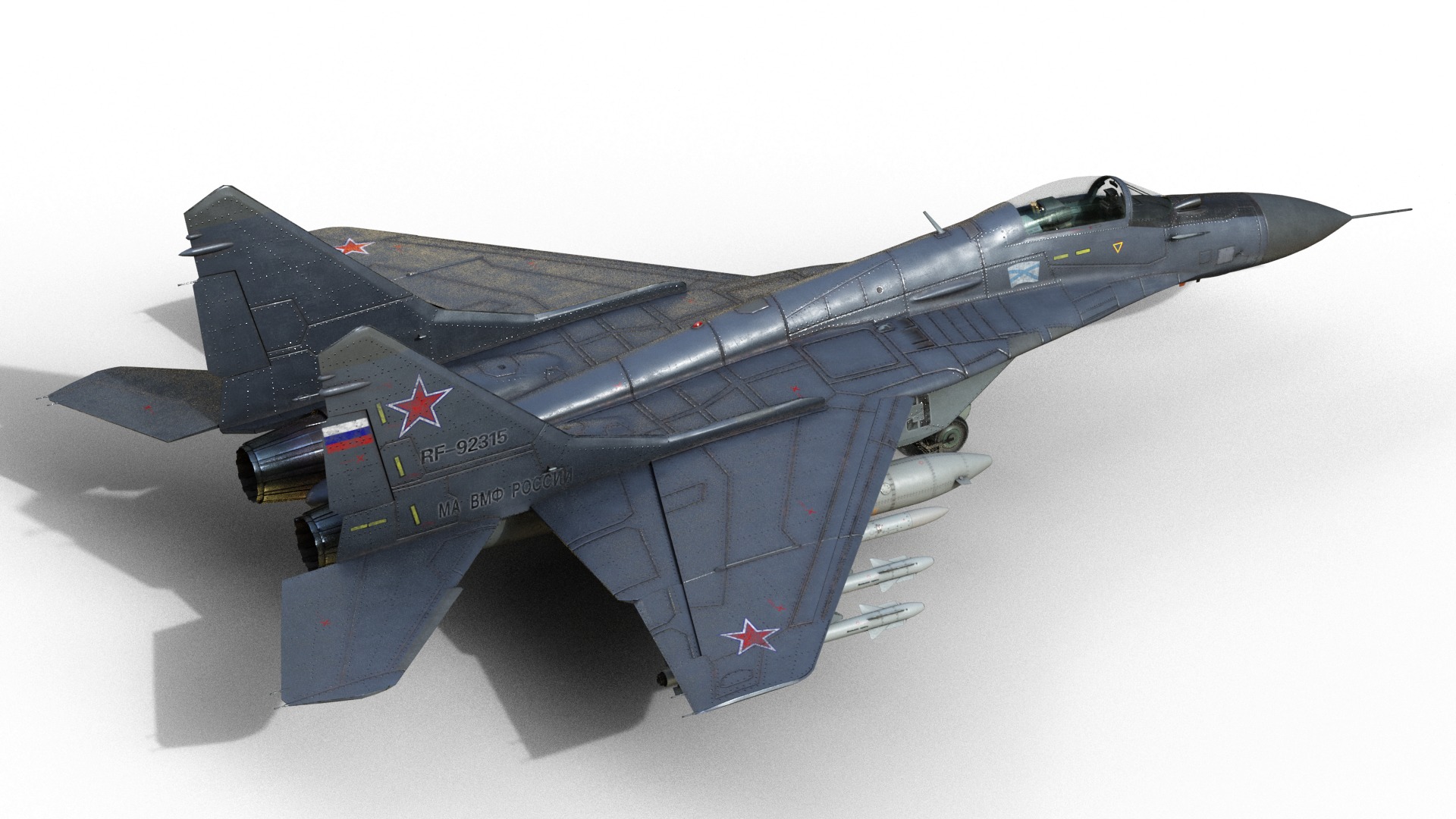 Mikoyan-Gurevich MiG-29K Mig29K shipboard aircraft Low-poly 3D model_14