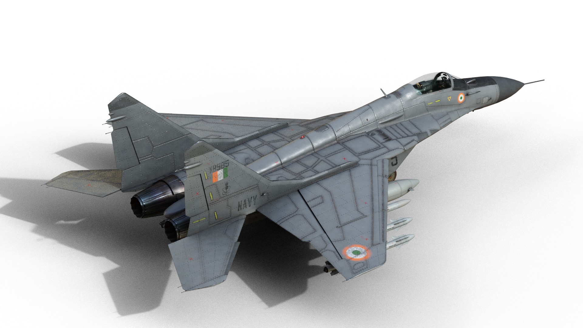 Mikoyan-Gurevich MiG-29K Mig29K shipboard aircraft Low-poly 3D model_9