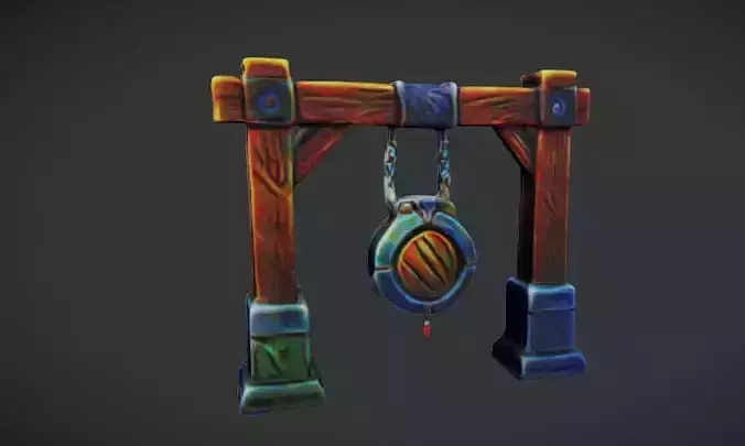 Rustic Hanging Gong 3d Game ready Model