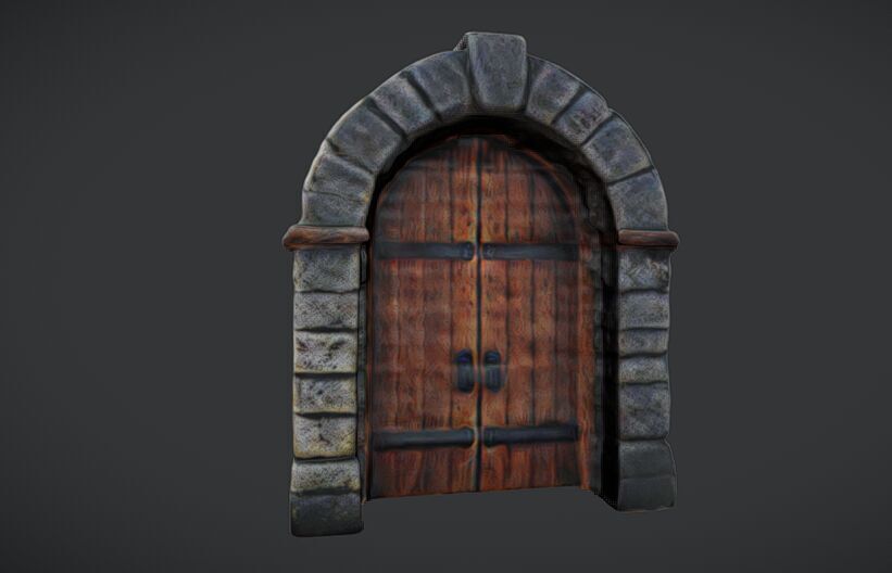 Medieval Archway Door 3D model_22