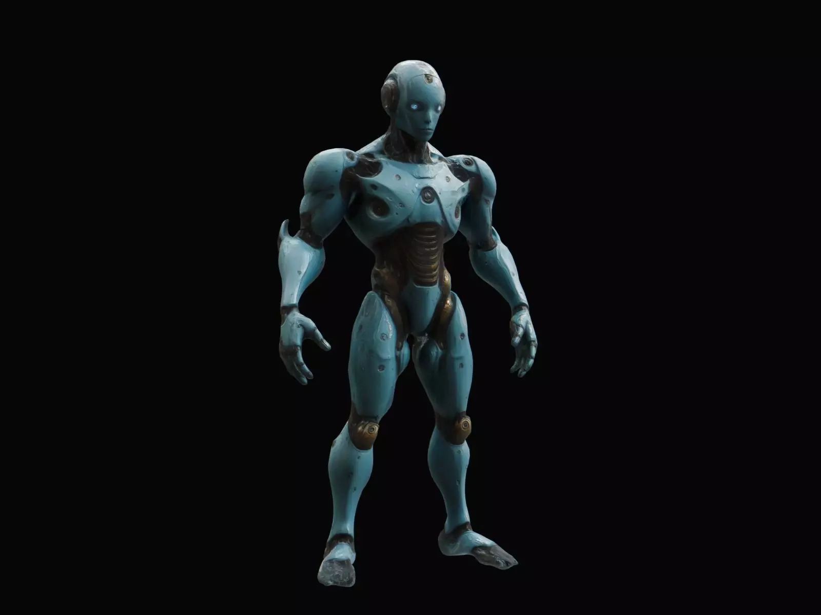 Robot Elemental Water Low-poly 3D model_0