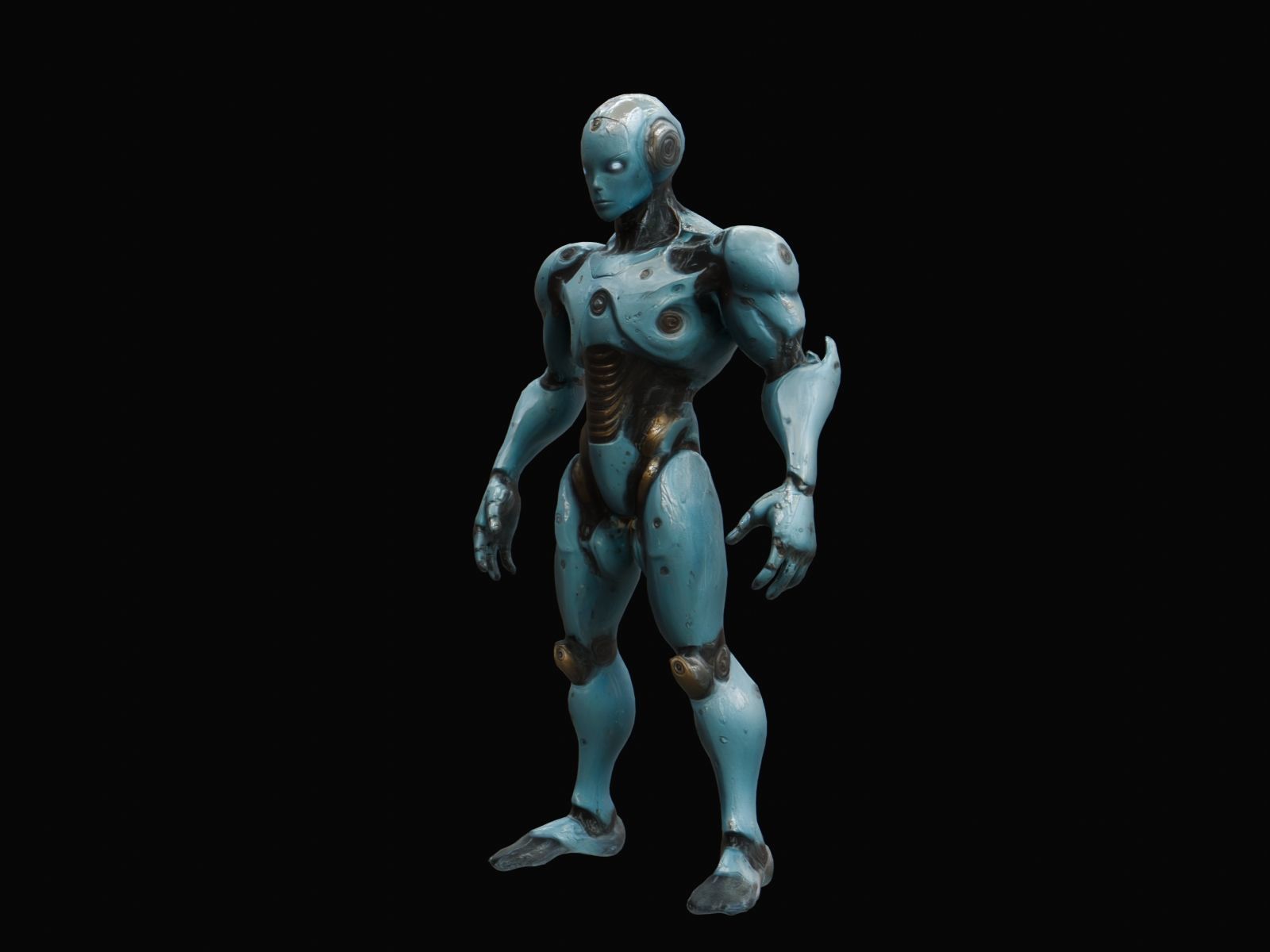 Robot Elemental Water Low-poly 3D model_1