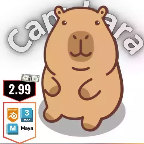 Capybara Low-poly 3D model