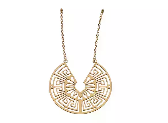 Ornate Gold Pendant Necklace 3D Model