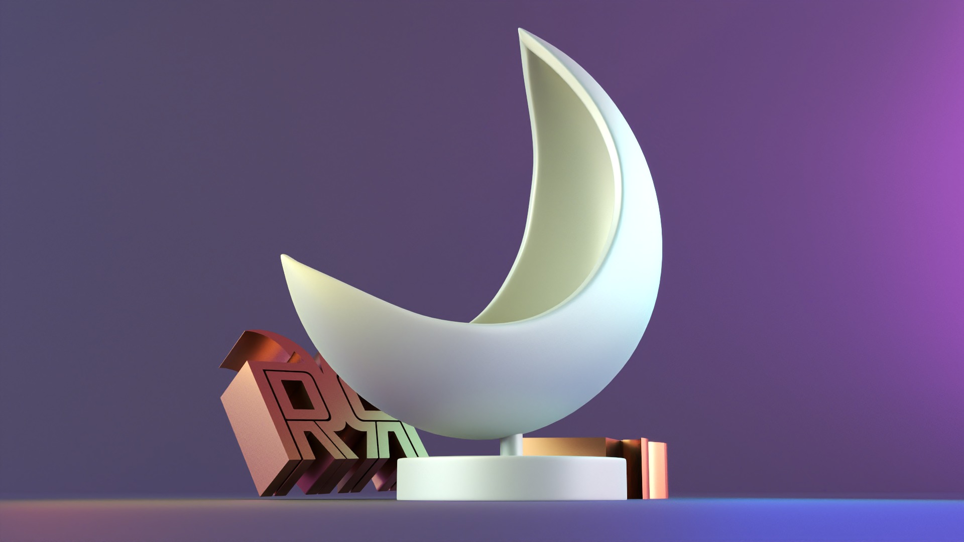 Moon Crescent Vase 3D print model_4