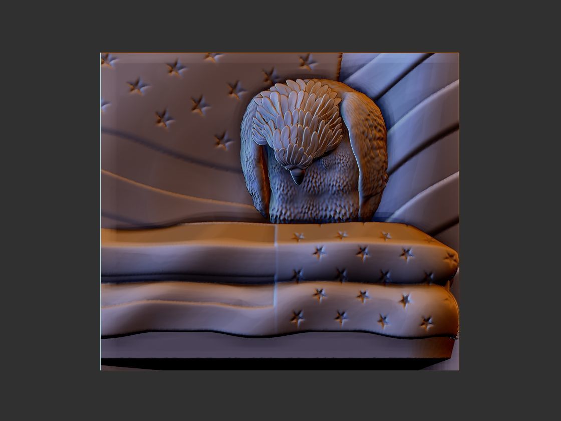 eagle mourns american flag 3D print model_16