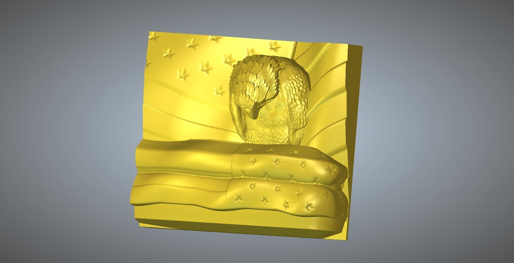 eagle mourns american flag 3D print model_1
