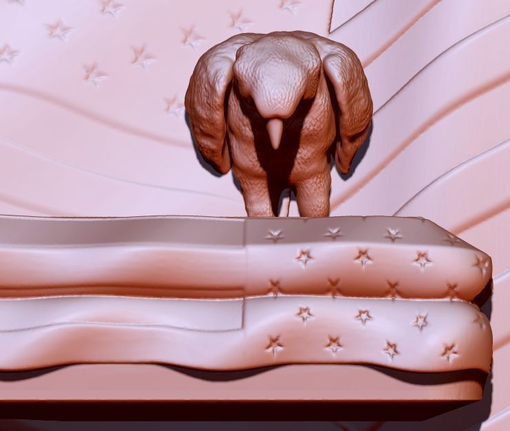 eagle mourns american flag 3D print model_3