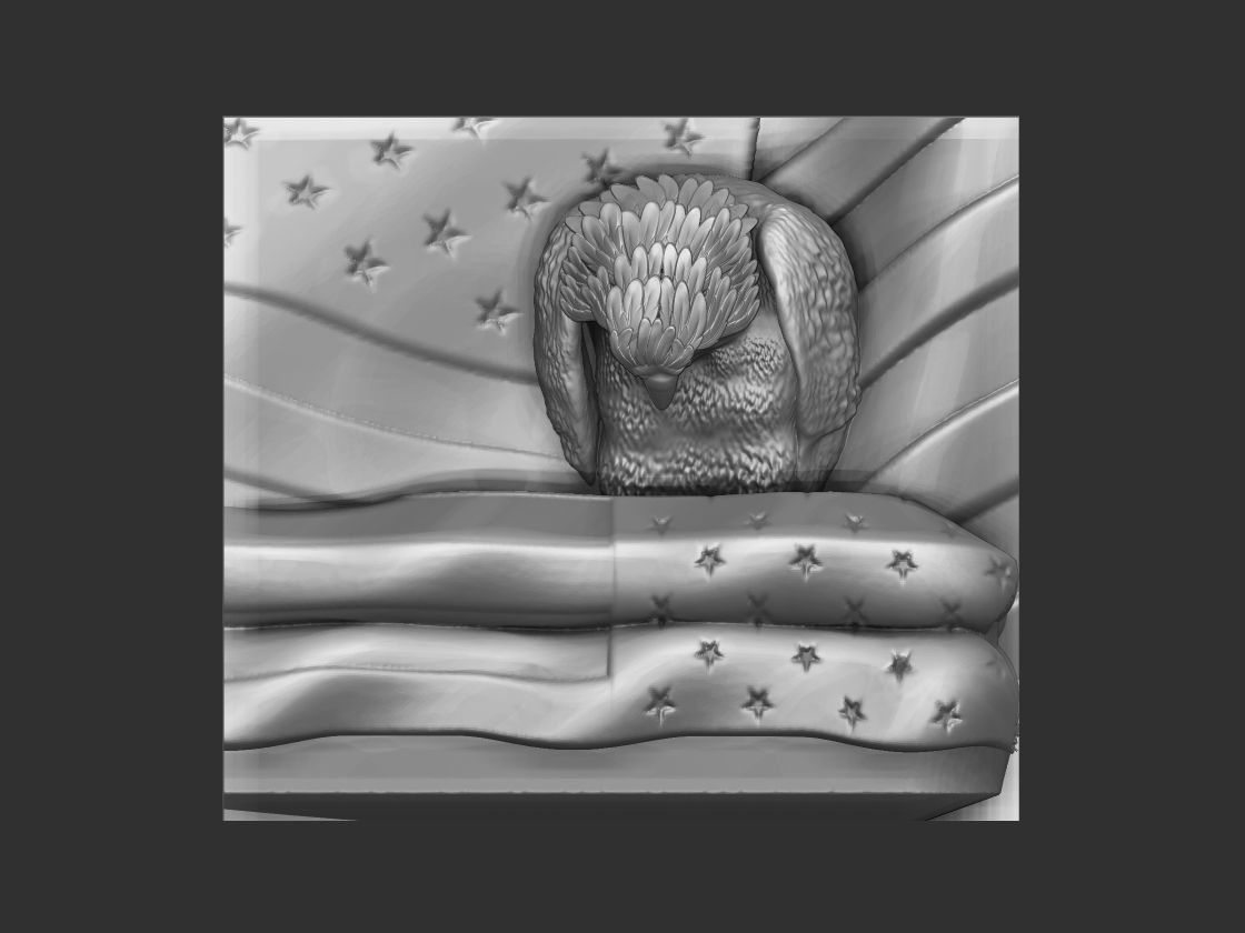 eagle mourns american flag 3D print model_13