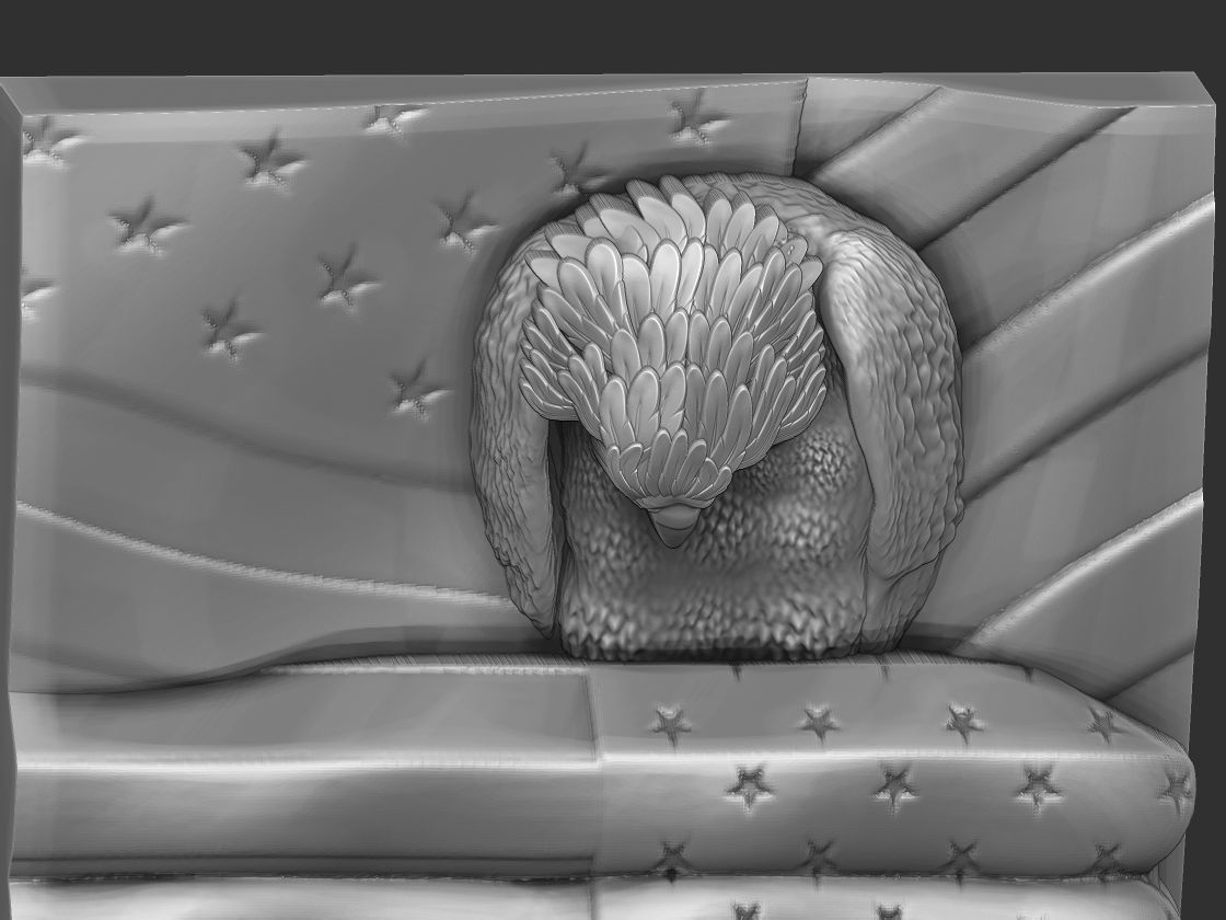 eagle mourns american flag 3D print model_6