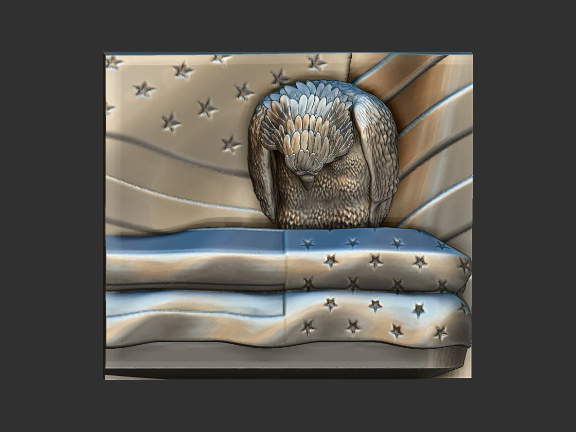 eagle mourns american flag 3D print model_10