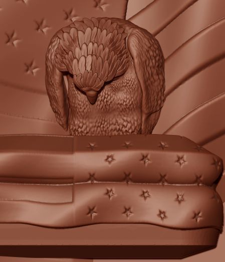 eagle mourns american flag 3D print model_8