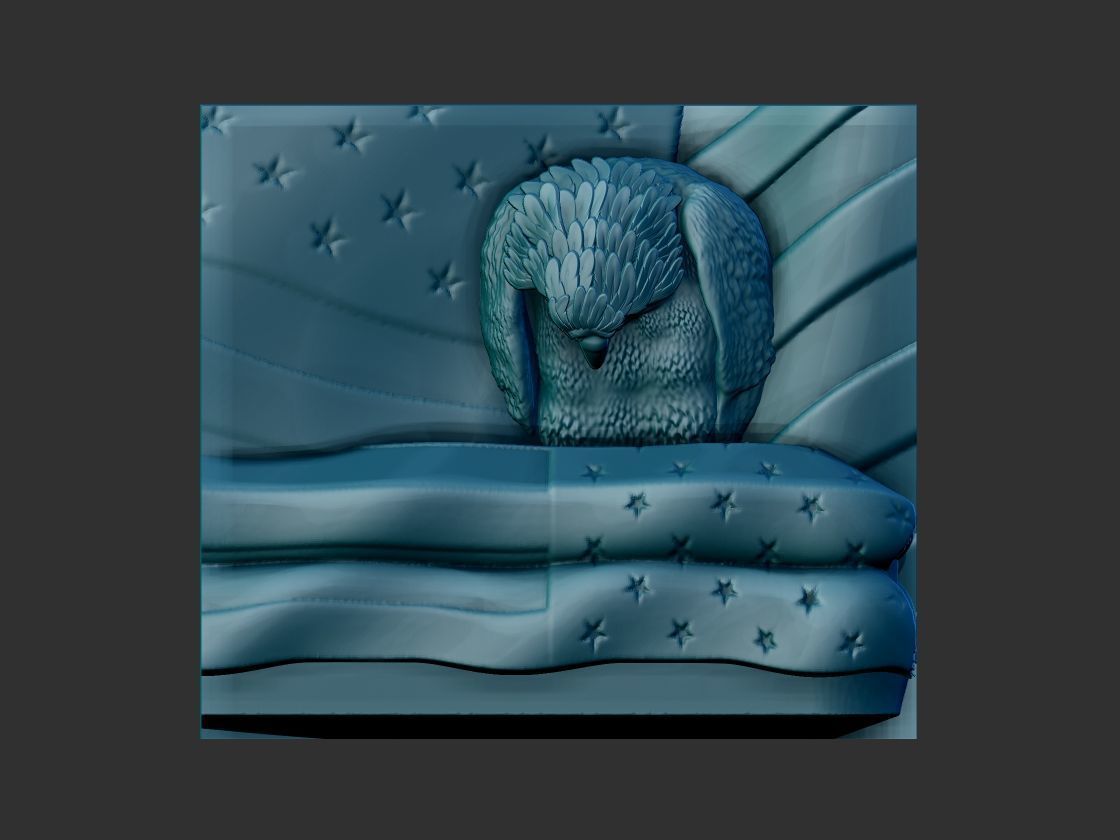 eagle mourns american flag 3D print model_4