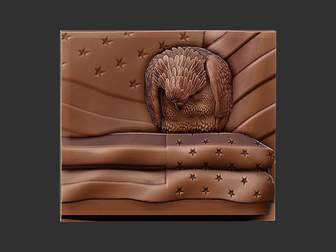 eagle mourns american flag 3D print model_2