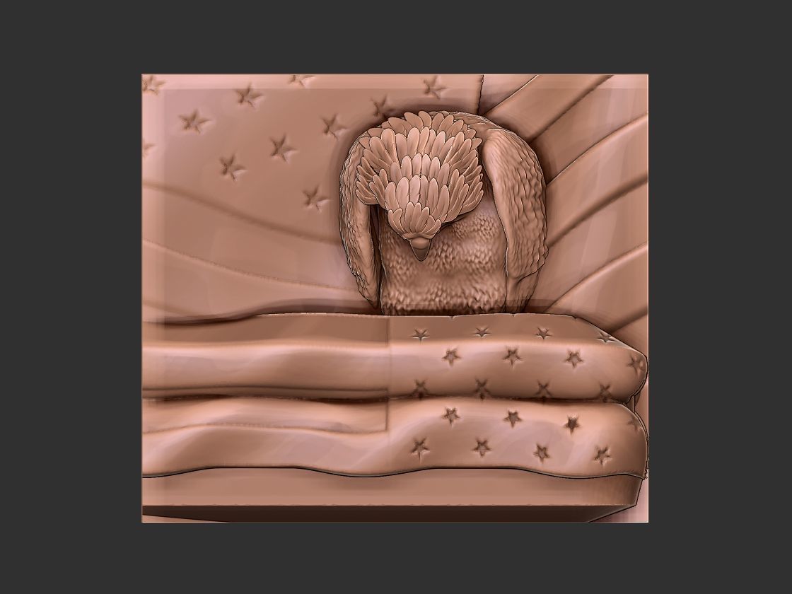 eagle mourns american flag 3D print model_14