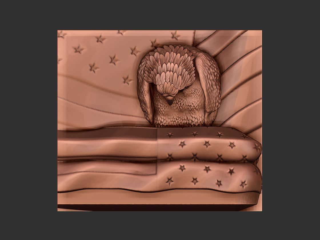 eagle mourns american flag 3D print model_15