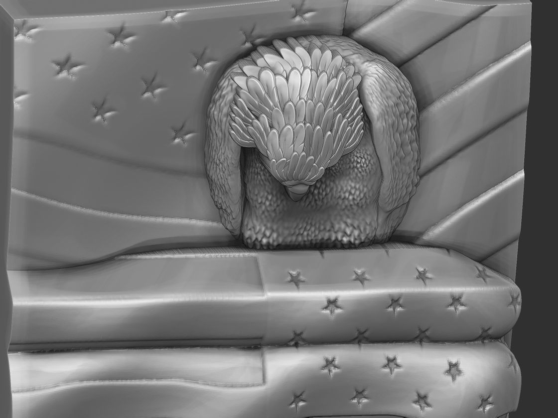 eagle mourns american flag 3D print model_18