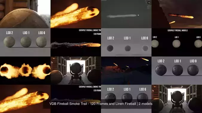 VDB Fireball Smoke Trail - 120 Frames and Linen Fireball