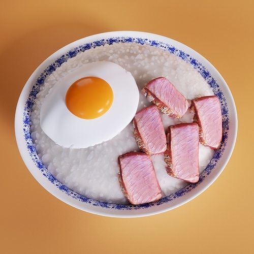 Asian food Chinese food Barbecued pork rice Free 3D model