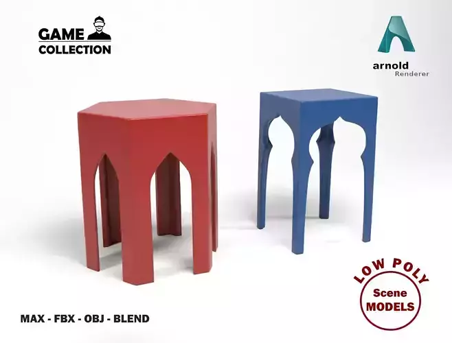 Modern Arabic tables Low-poly 3D model