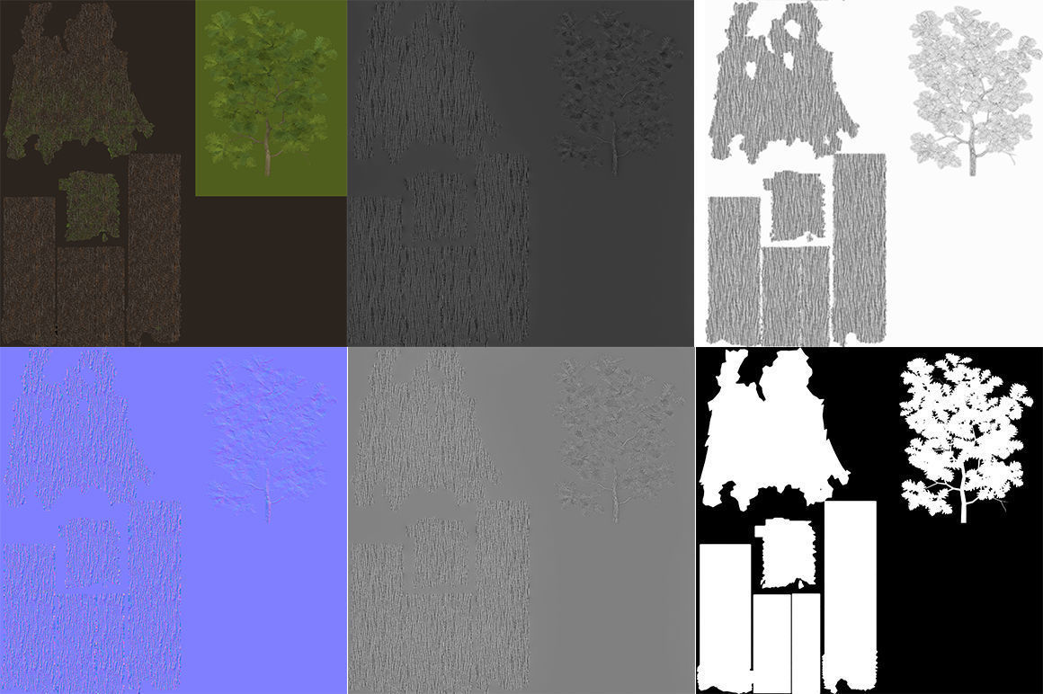 Old Oak Low Poly Low-poly 3D model_6