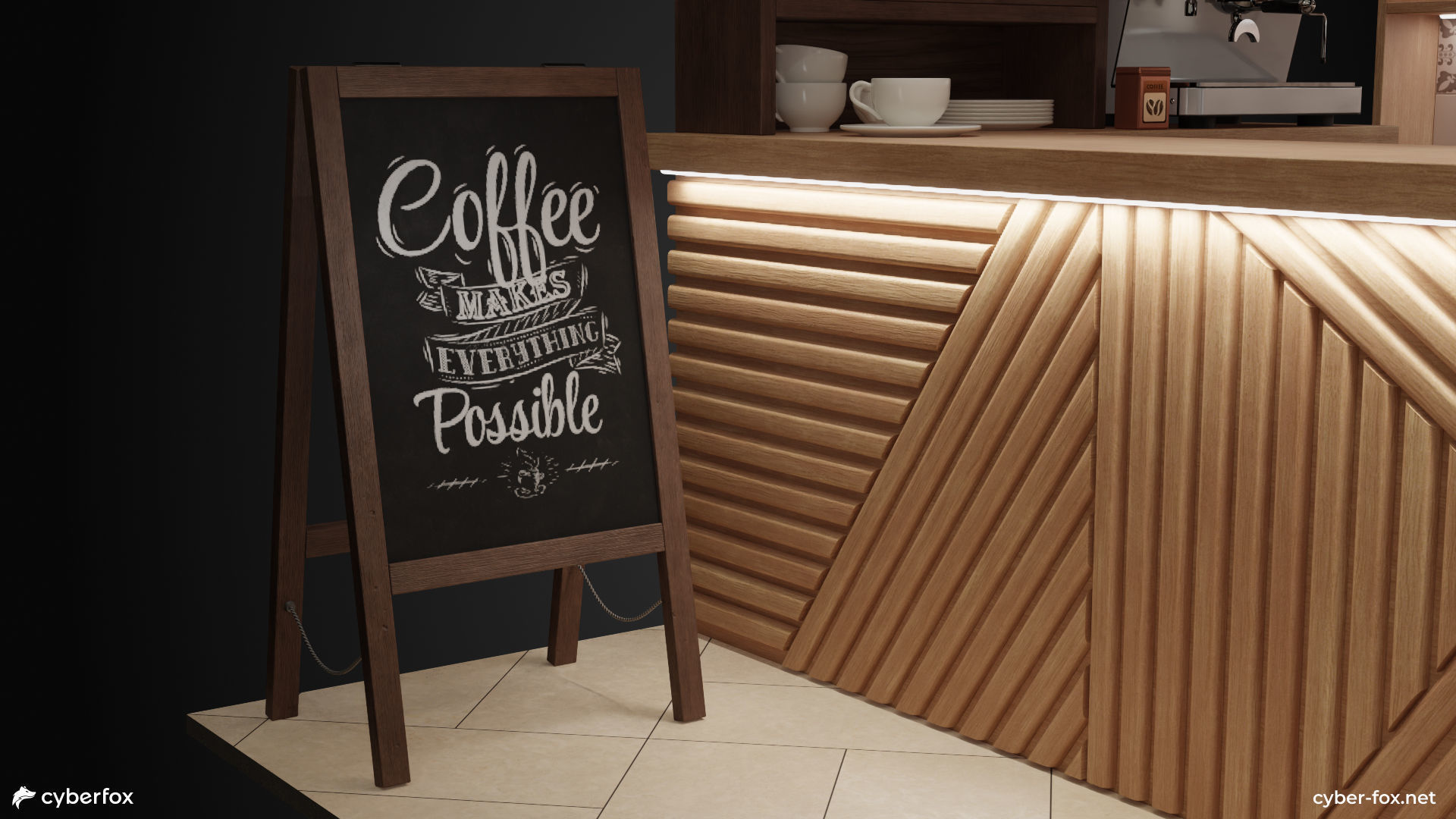 Coffee Shop Set Low-poly 3D model_7
