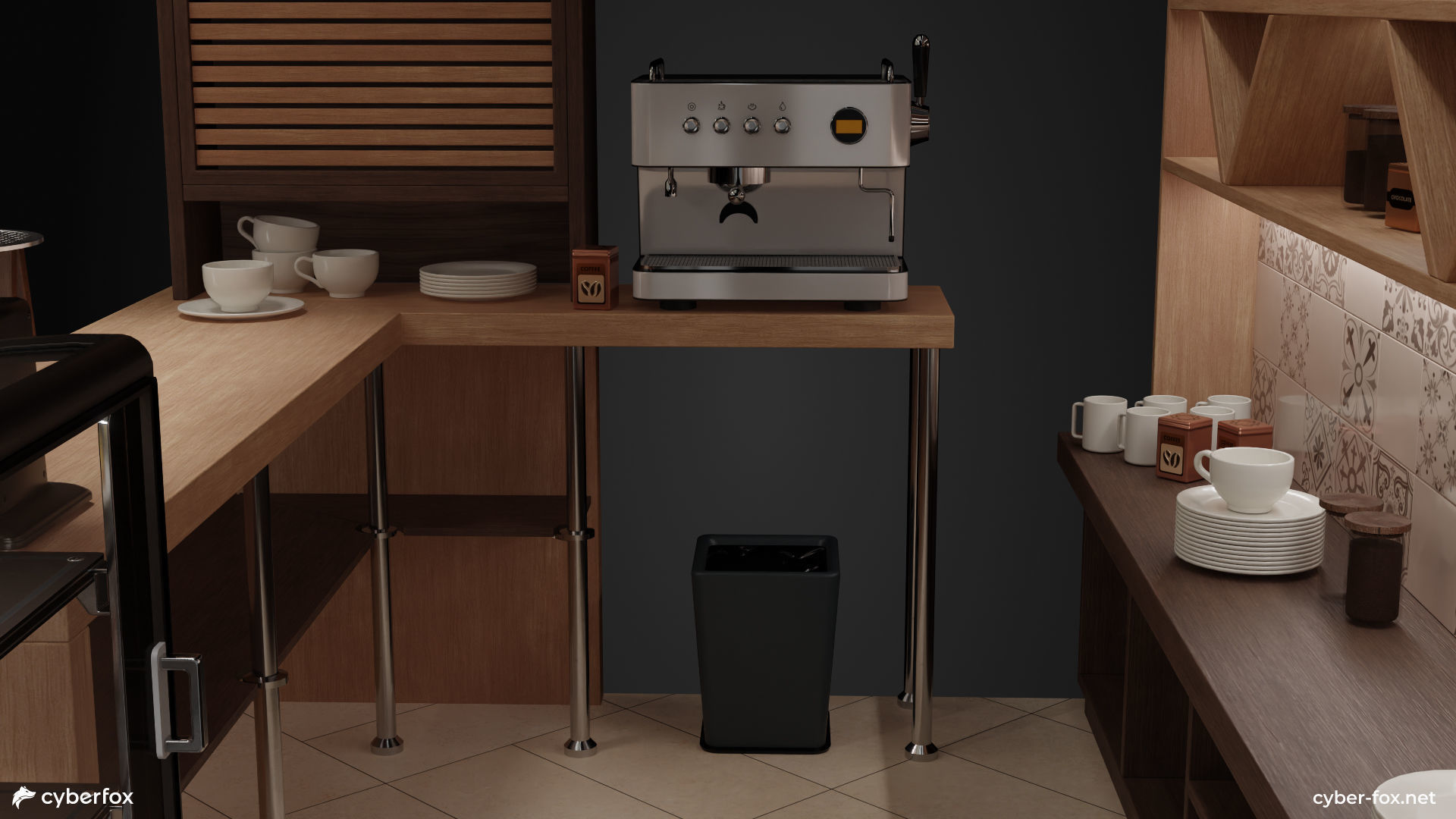 Coffee Shop Set Low-poly 3D model_9