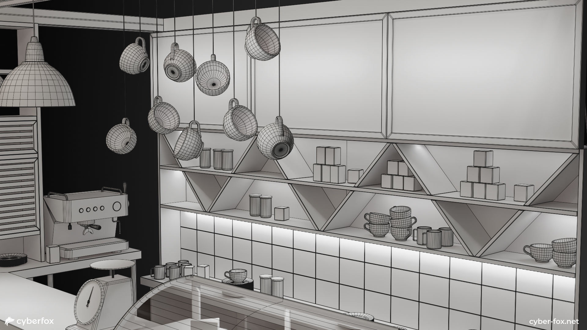 Coffee Shop Set Low-poly 3D model_12