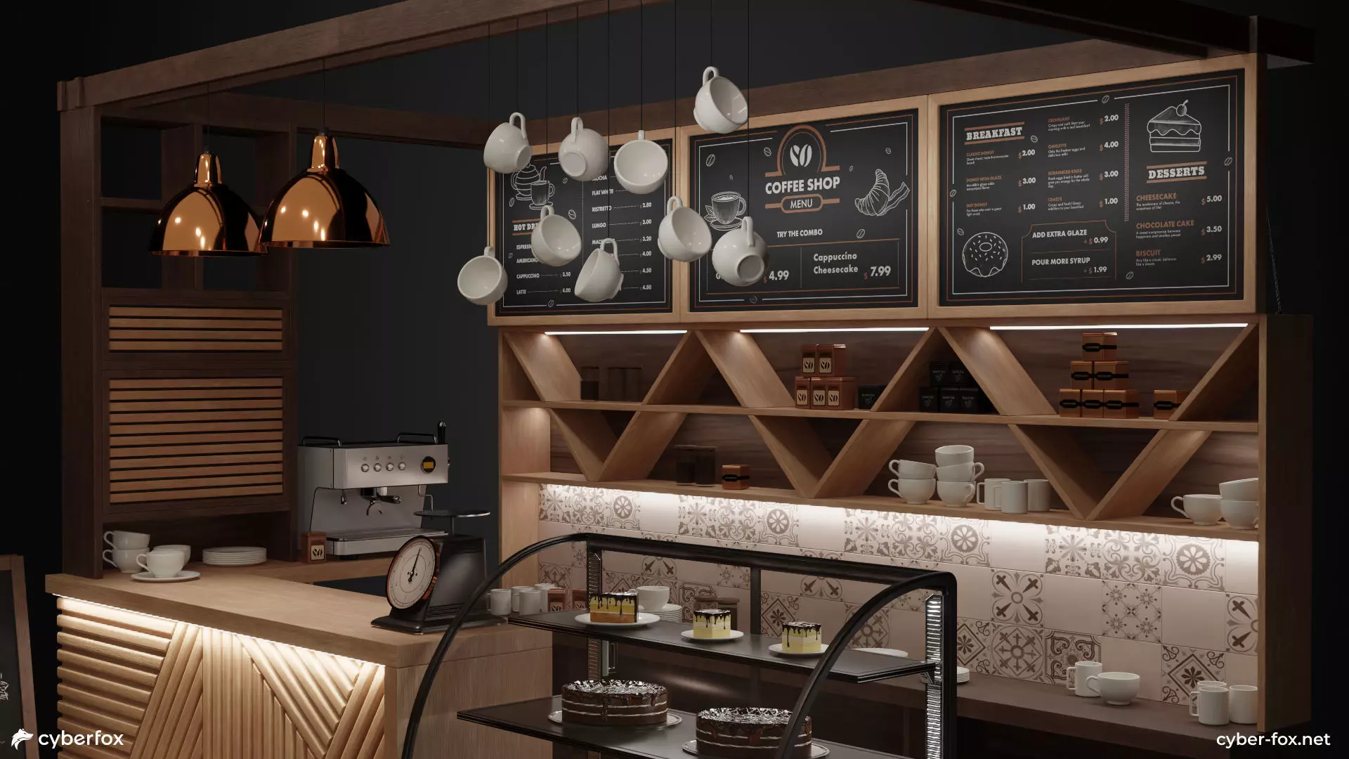 Coffee Shop Set Low-poly 3D model_0