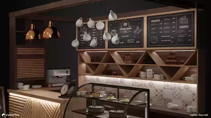 Coffee Shop Set Low-poly 3D model Coffee Shop Set Low-poly 3D model