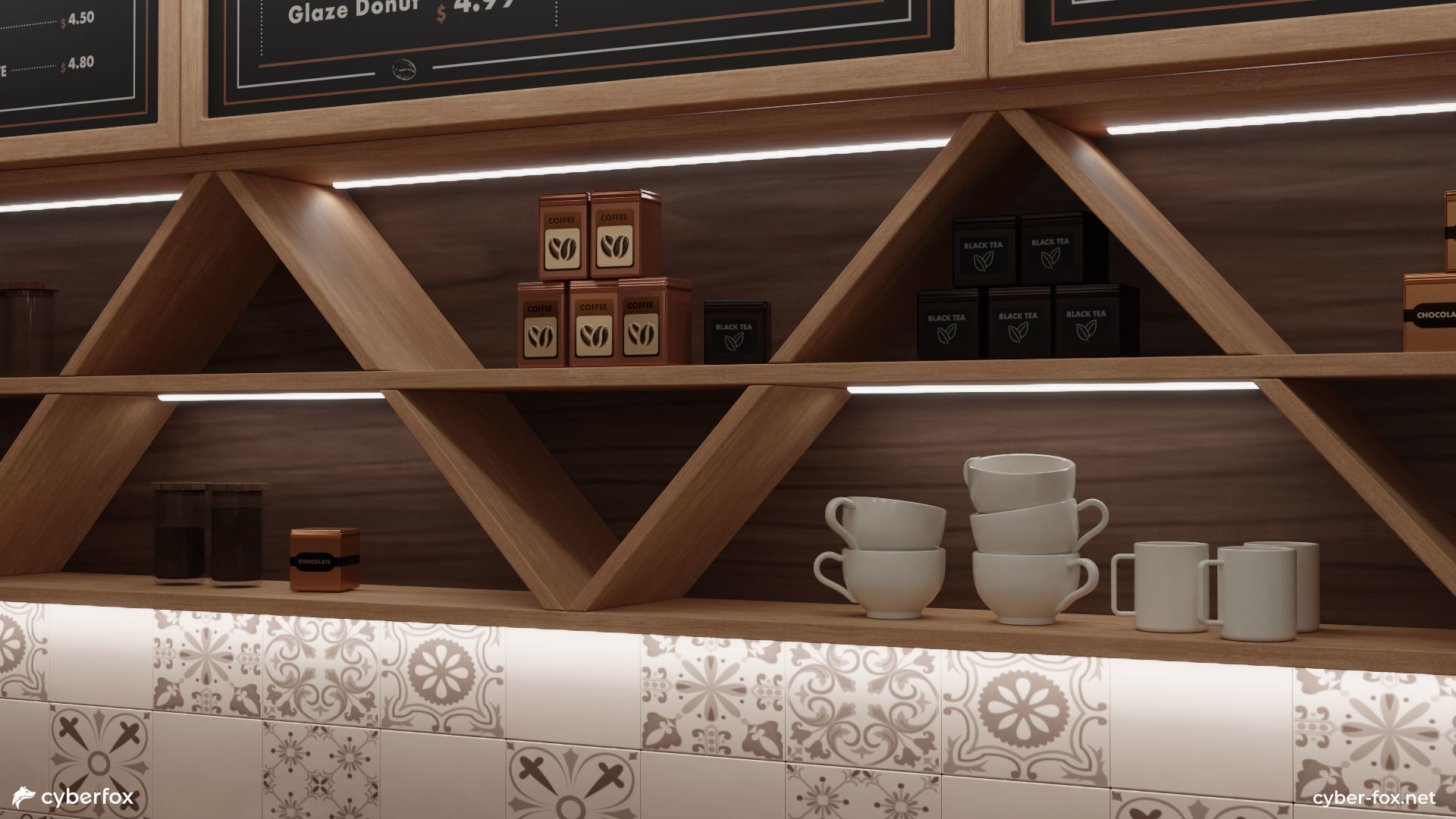 Coffee Shop Set Low-poly 3D model_10