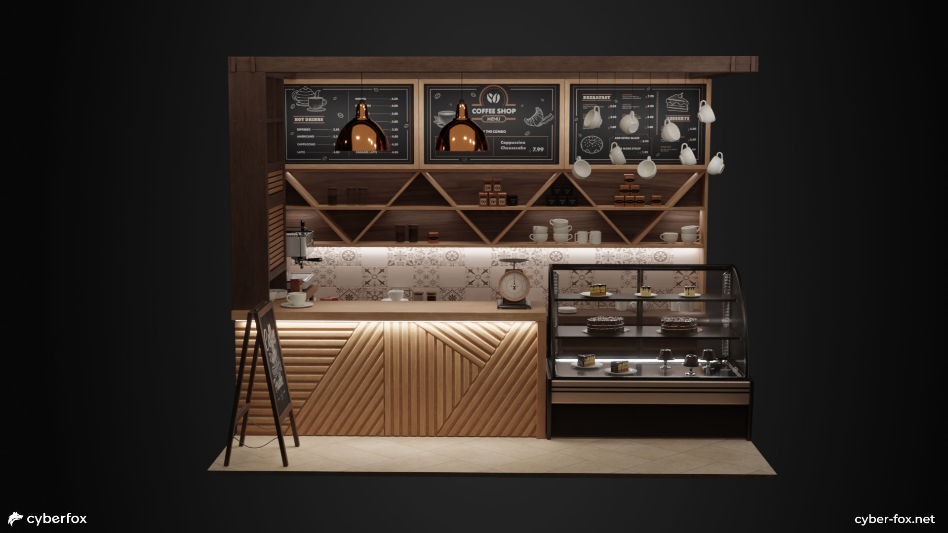 Coffee Shop Set Low-poly 3D model_1