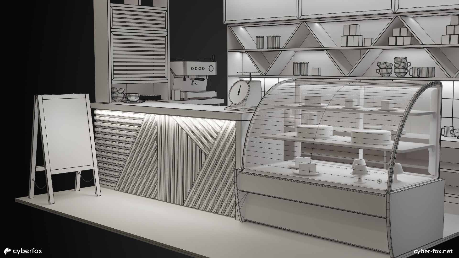 Coffee Shop Set Low-poly 3D model_11