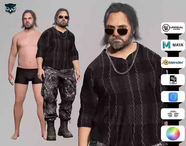 Modern Mercenary Realistic 3D Model with Accessories Low-poly 3D model