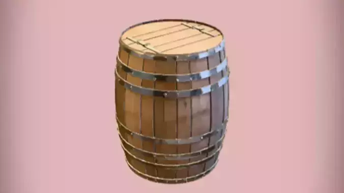 wooden barrel with metal bands 