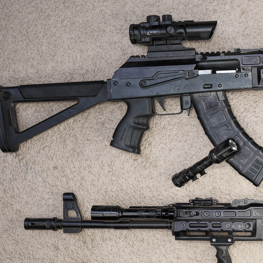 Ak 47 Low-poly Low-poly 3D model_7