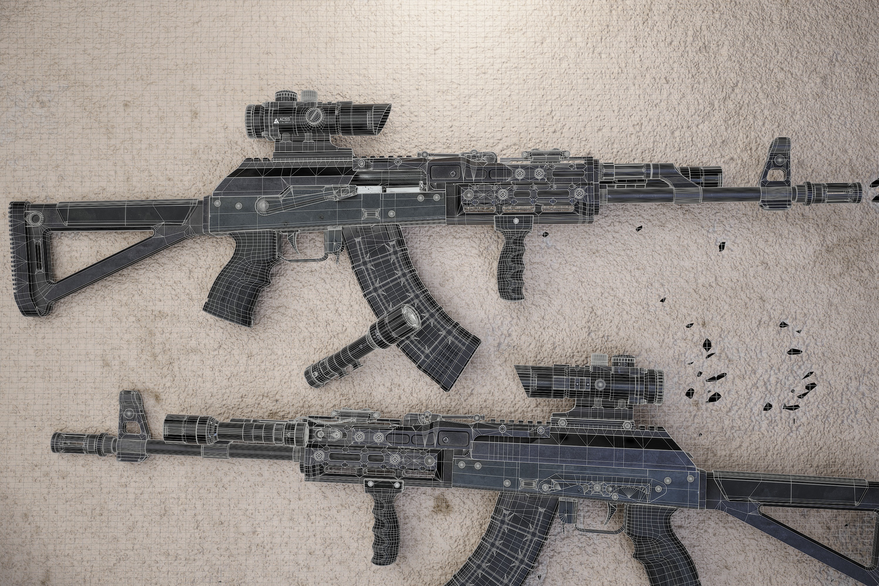 Ak 47 Low-poly Low-poly 3D model_13