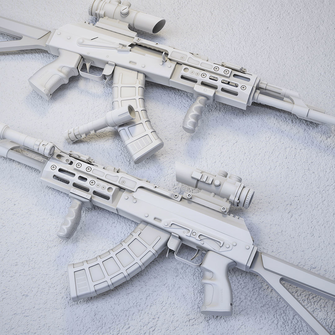 Ak 47 Low-poly Low-poly 3D model_12