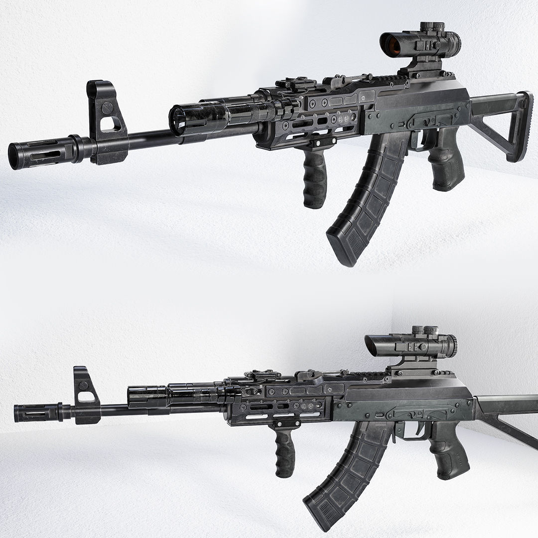 Ak 47 Low-poly Low-poly 3D model_4