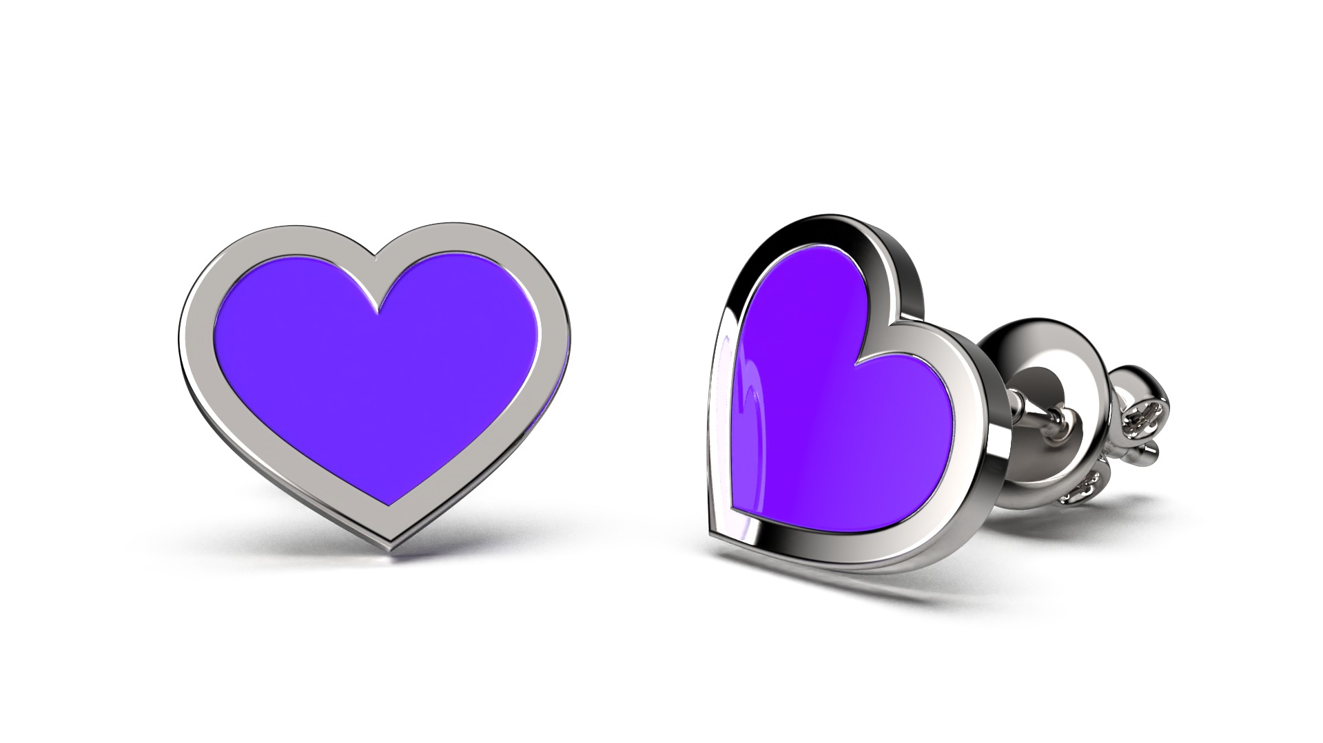 HEART Stud Earrings LOVE GIFT For Valentines Day  3D print model_37