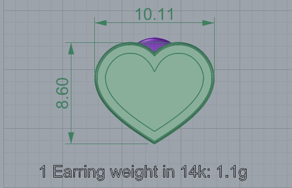 HEART Stud Earrings LOVE GIFT For Valentines Day  3D print model_3