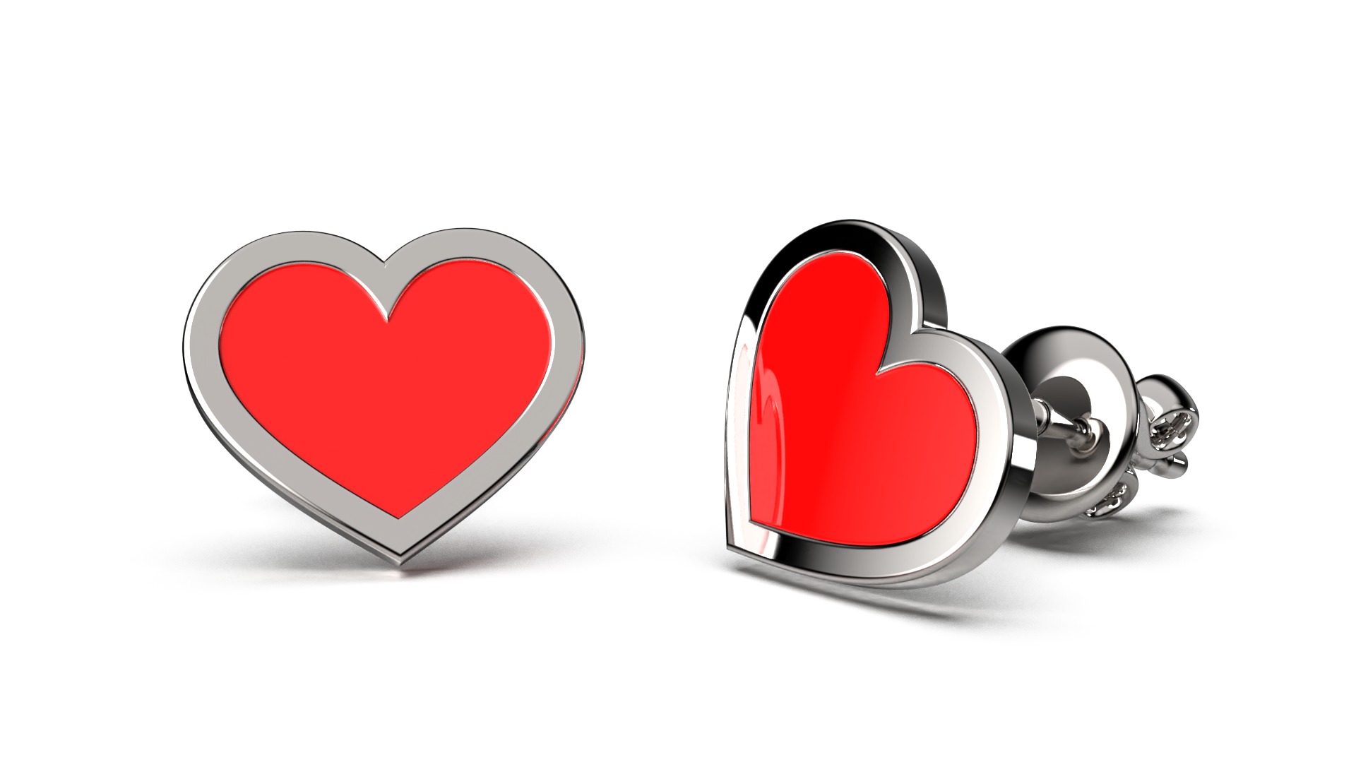 HEART Stud Earrings LOVE GIFT For Valentines Day  3D print model_36