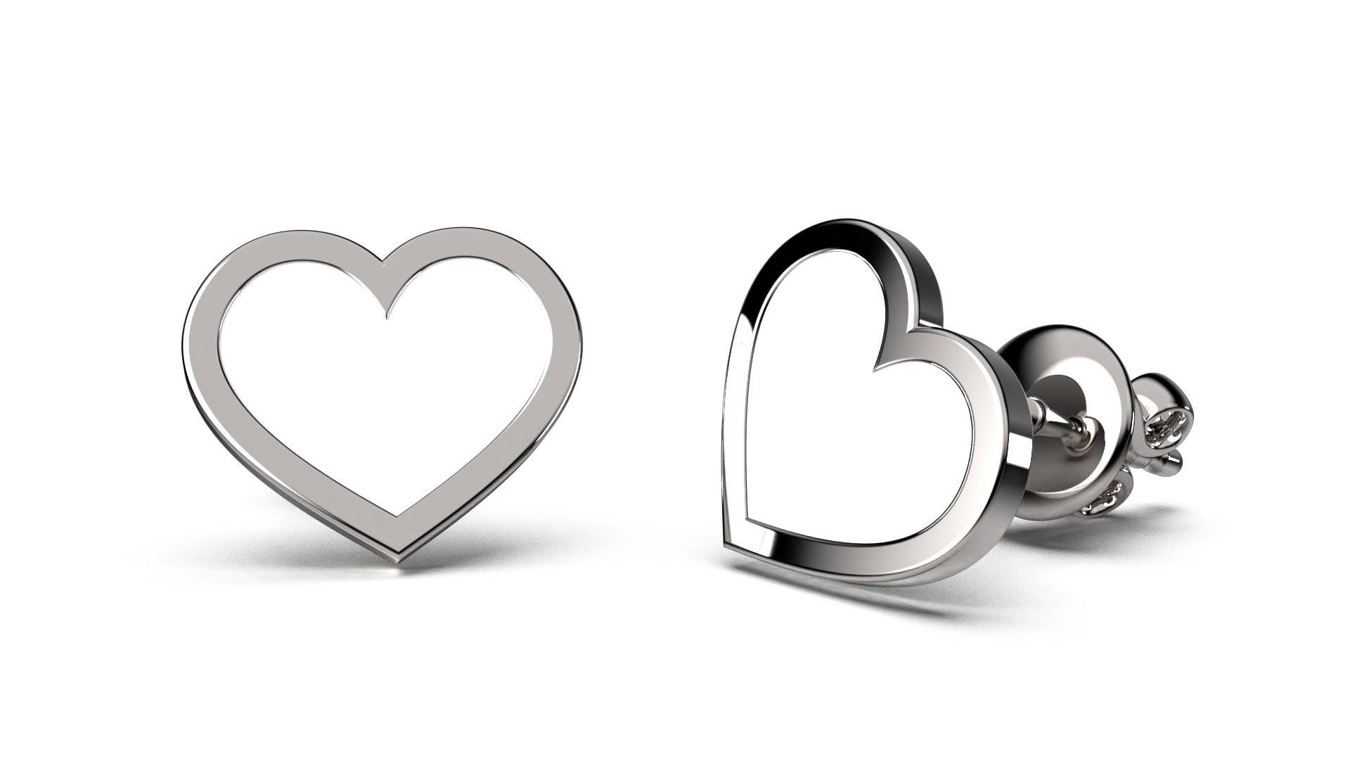 HEART Stud Earrings LOVE GIFT For Valentines Day  3D print model_35