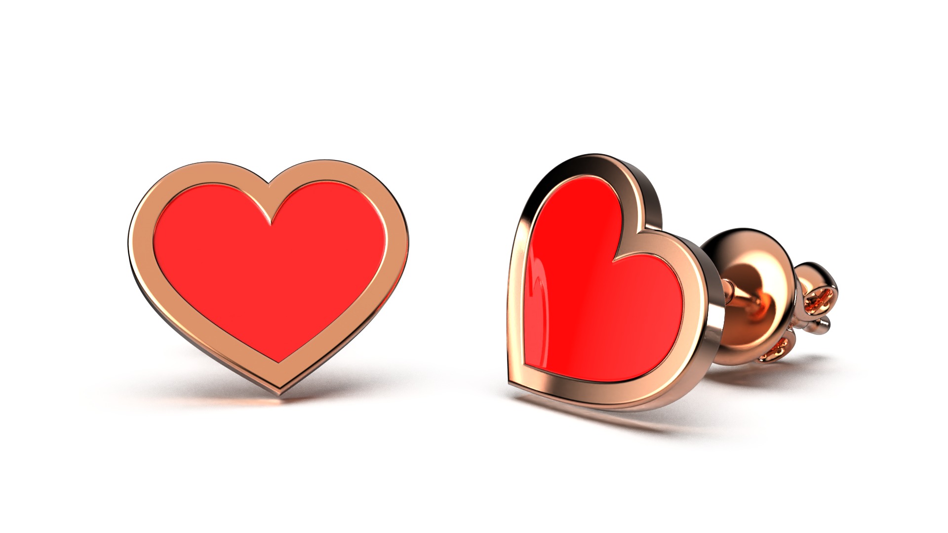 HEART Stud Earrings LOVE GIFT For Valentines Day  3D print model_9