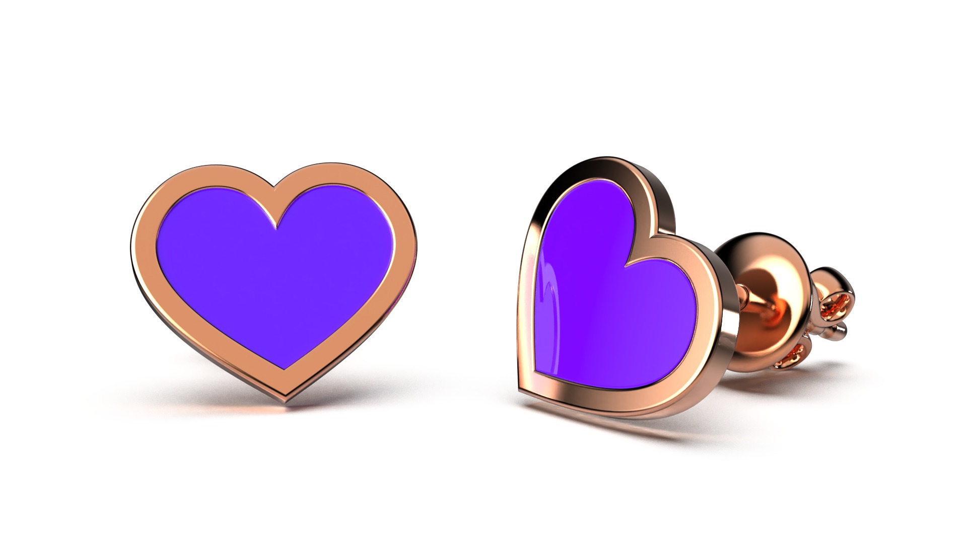 HEART Stud Earrings LOVE GIFT For Valentines Day  3D print model_41