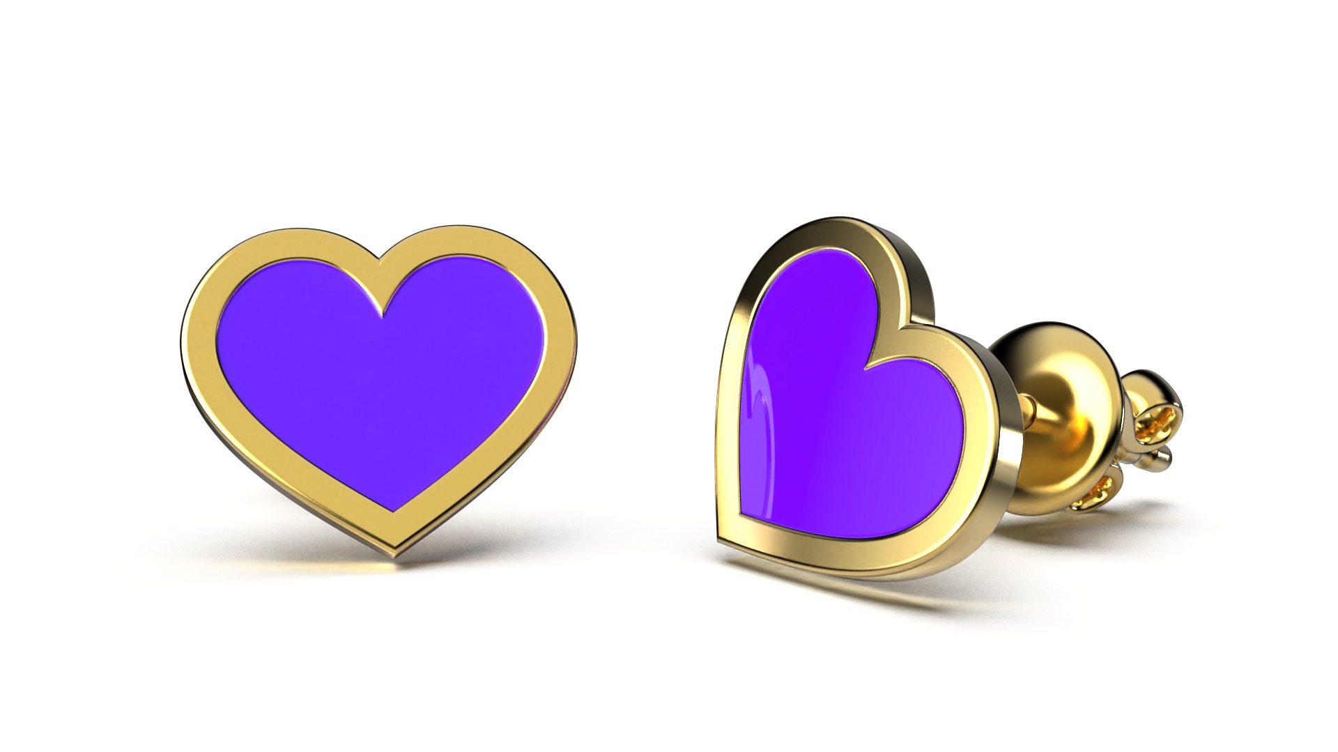 HEART Stud Earrings LOVE GIFT For Valentines Day  3D print model_8