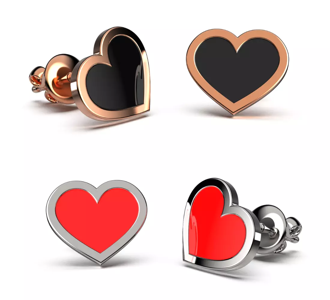HEART Stud Earrings LOVE GIFT For Valentines Day  3D print model_0