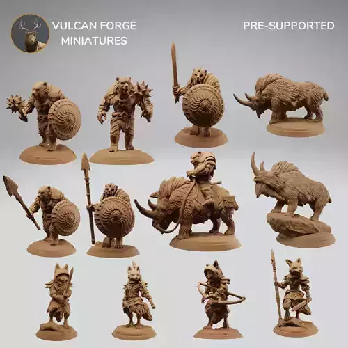 Bearfolk  fox scouts and woolly rhino bundle pre supported