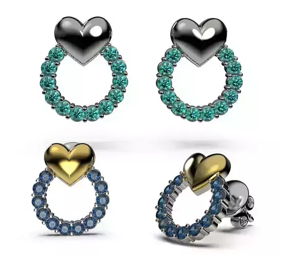 HEART Stud Earrings LOVE GIFT For Valentines Day